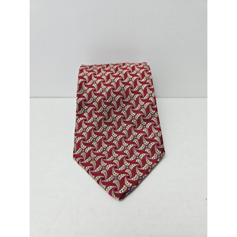 Hickey Freeman Men's Tie red gold‎ pattern luxury tie %100 silk